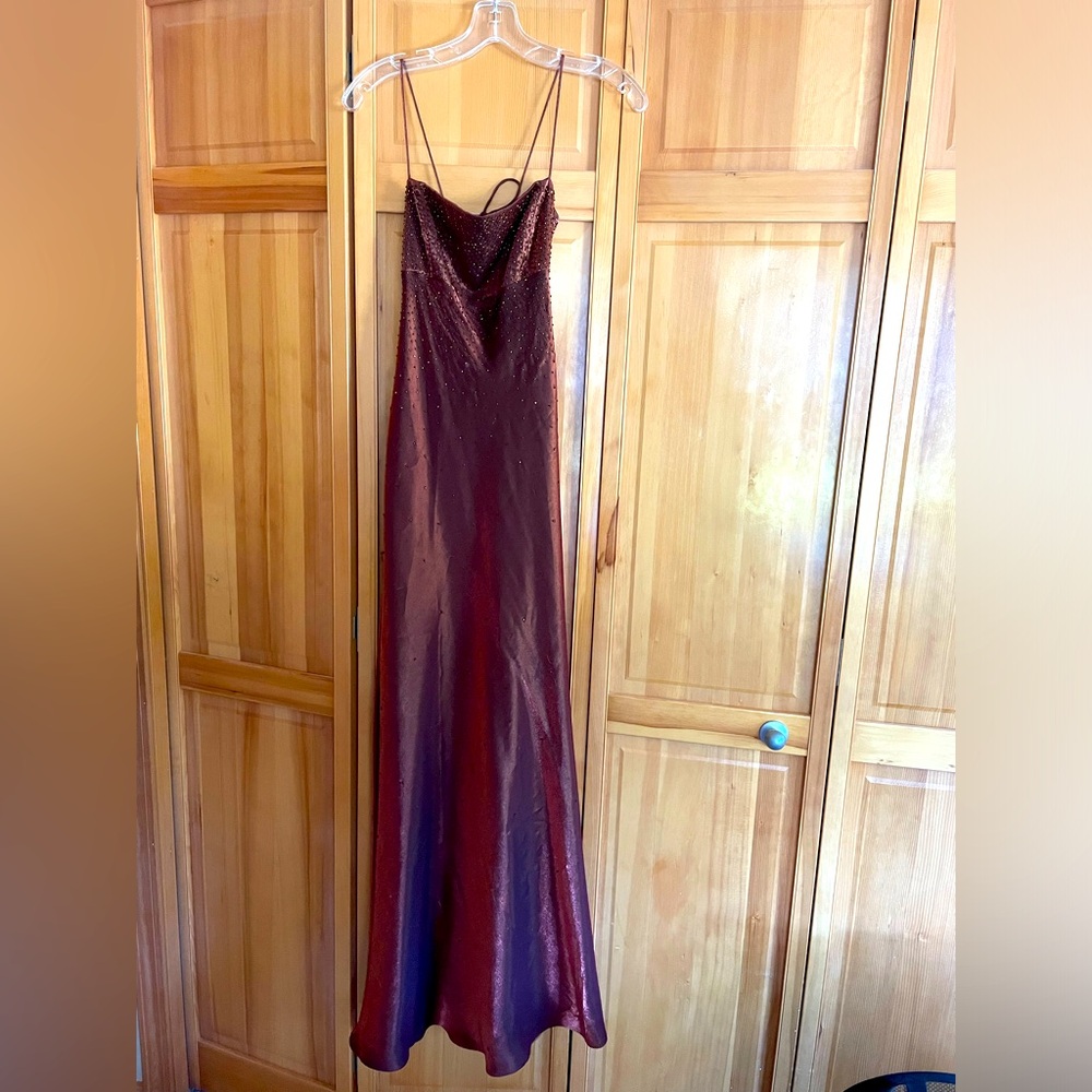 Vintage brownish beaded copper prom/formal dress Morgan&Co